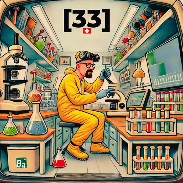Walter White analysant un Ă©chantillon de cbd