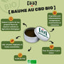 Baume au CBD biologique Gr33nz, formulé à partir de fleurs de chanvre bio, huiles végétales et essentielles, aux propriétés anti-inflammatoires et relaxantes.