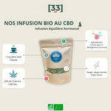 Image d'un paquet d'infusion avec la description de ses caractéristiques