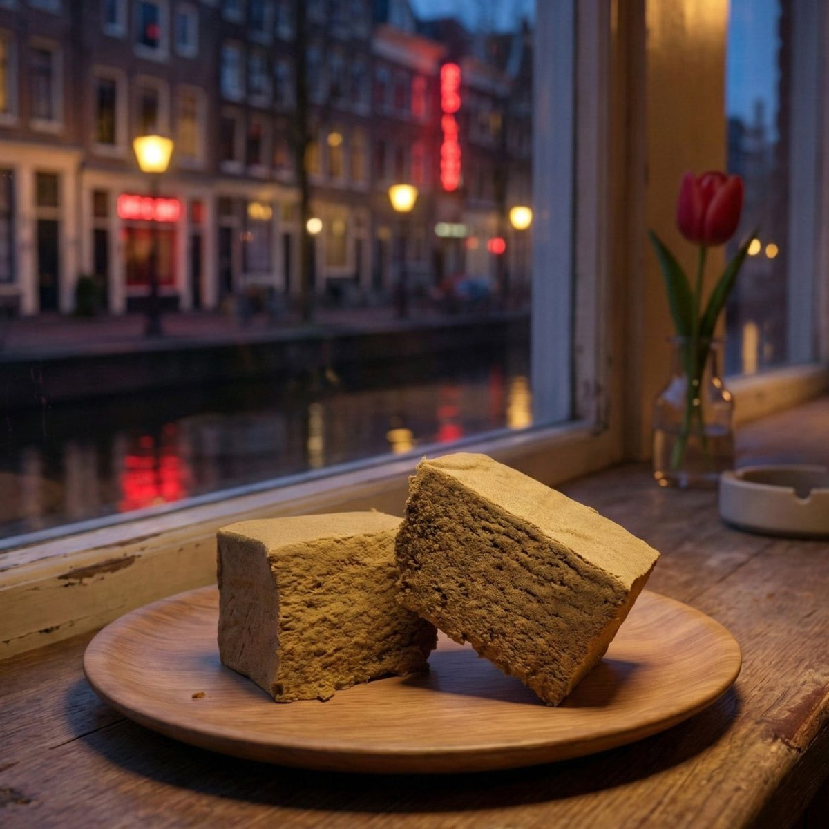 Holland Air GR33NZ : hashish CBD bio dans une ambiance Amsterdam. Résine claire, texture mousseuse, 30 % de CBD. Authenticité et pureté garanties.