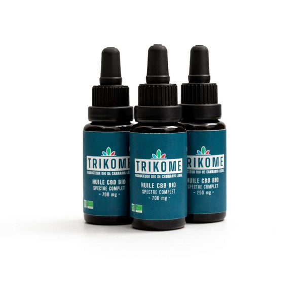 Huile de CBD Bio à spectre complet de Gr33nz, disponible en 250mg, 500mg et 700mg. Formulée sans solvants, isolat ou distillat, riche en terpènes et cannabinoïdes pour un effet optimal.