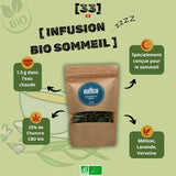 Image d'un paquet d'infusion avec la description de ses caractéristiques