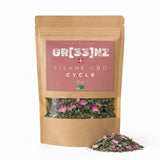 Image illustrant tisane bio «cycle» GR33NZ, une création à base de 25 % de chanvre CBD bio et de plantes sélectionnées pour leur action naturelle (sauge, sauge ananas, thym citron)