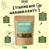 Tisane Bio Garden Party GR33NZ : chanvre CBD bio et plantes naturelles pour une détente douce et gourmande. Produit artisanal 100 % bio.