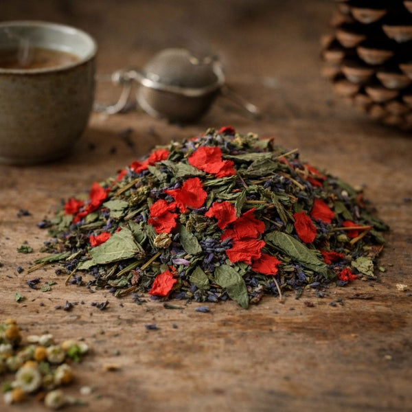 Tisane CBD Nuit GR33NZ : lavande, verveine et chanvre bio pour un sommeil paisible et une soirée tout en douceur.