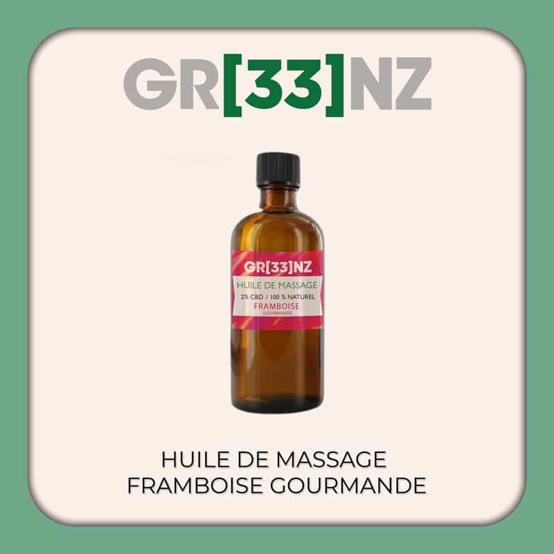 Gr33nz CBD : Huile de massage "Framboise gourmande"